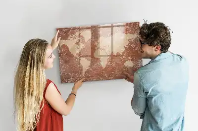 Quadro magnético para desenhar modelo mapa-múndi em tijolos