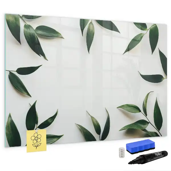 Quadro magnético para escrever com moldura de folhas
