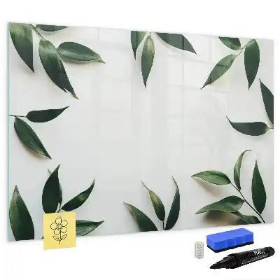 Quadro magnético para escrever com moldura de folhas