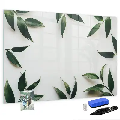Quadro magnético para escrever com moldura de folhas