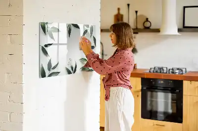 Quadro magnético para escrever com moldura de folhas