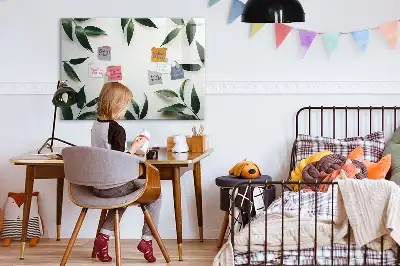 Quadro magnético para escrever com moldura de folhas