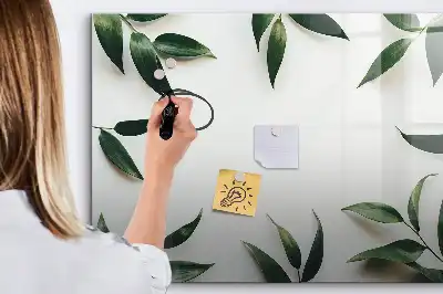 Quadro magnético para escrever com moldura de folhas