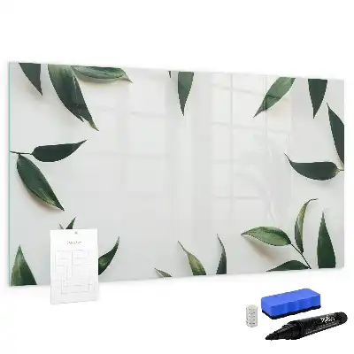 Quadro magnético para escrever com moldura de folhas