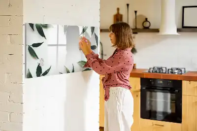 Quadro magnético para escrever com moldura de folhas