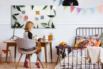 Quadro magnético para escrever com moldura de folhas