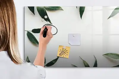 Quadro magnético para escrever com moldura de folhas