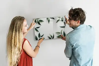 Quadro magnético para escrever com moldura de folhas