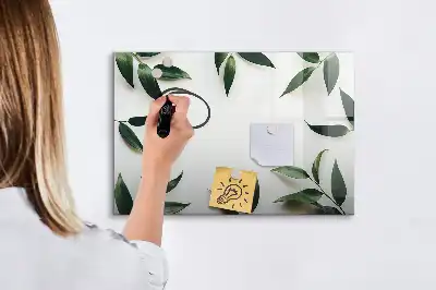 Quadro magnético para escrever com moldura de folhas