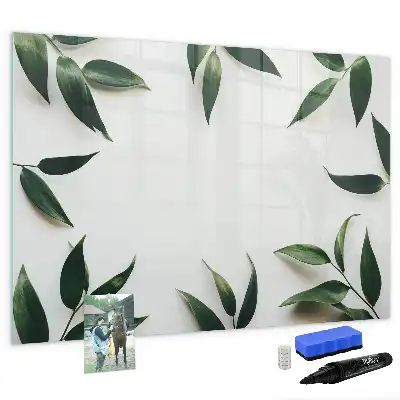 Quadro magnético para escrever com moldura de folhas