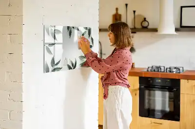 Quadro magnético para escrever com moldura de folhas