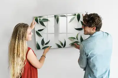 Quadro magnético para escrever com moldura de folhas