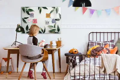 Quadro magnético para escrever com moldura de folhas