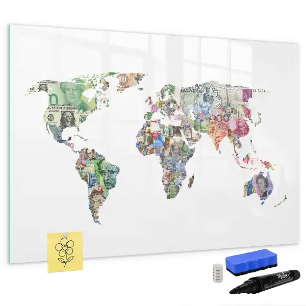 Quadro magnético para notas mapa de dinheiro