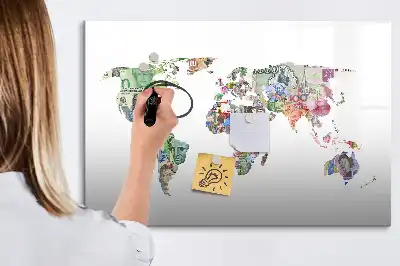 Quadro magnético para notas mapa de dinheiro