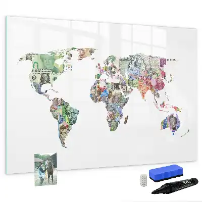 Quadro magnético para notas mapa de dinheiro