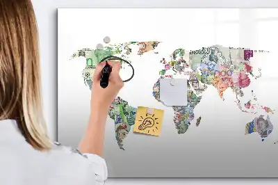 Quadro magnético para notas mapa de dinheiro