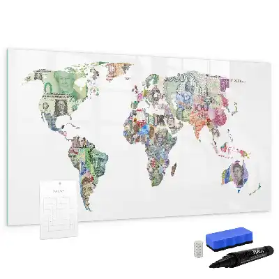Quadro magnético para notas mapa de dinheiro