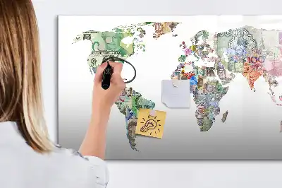Quadro magnético para notas mapa de dinheiro