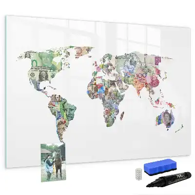 Quadro magnético para notas mapa de dinheiro