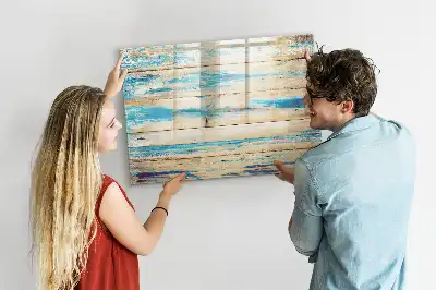 Quadro magnético para desenhar com acabamento em madeira arranhada