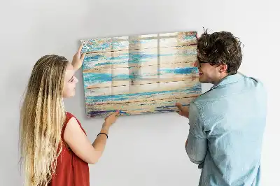 Quadro magnético para desenhar com acabamento em madeira arranhada