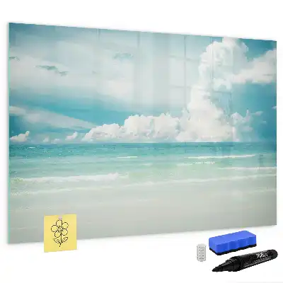 Quadro magnético para escrita com estampa de paisagem marítima