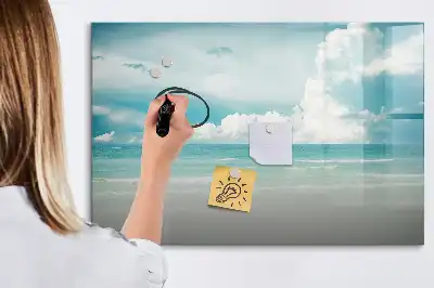 Quadro magnético para escrita com estampa de paisagem marítima