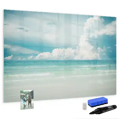 Quadro magnético para escrita com estampa de paisagem marítima