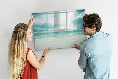 Quadro magnético para escrita com estampa de paisagem marítima