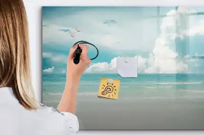Quadro magnético para escrita com estampa de paisagem marítima