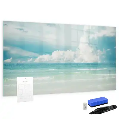 Quadro magnético para escrita com estampa de paisagem marítima