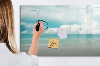 Quadro magnético para escrita com estampa de paisagem marítima
