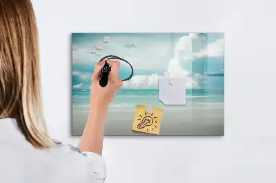 Quadro magnético para escrita com estampa de paisagem marítima