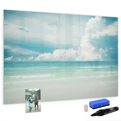 Quadro magnético para escrita com estampa de paisagem marítima