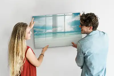 Quadro magnético para escrita com estampa de paisagem marítima