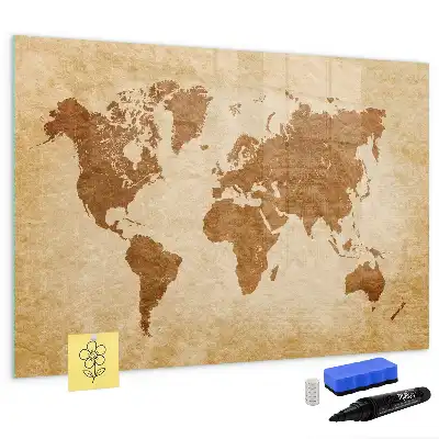 Mapa-múndi decorativo quadro magnético para escrita com estilo antigo