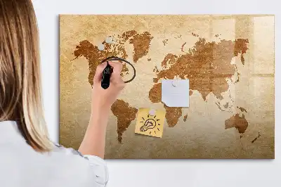 Mapa-múndi decorativo quadro magnético para escrita com estilo antigo