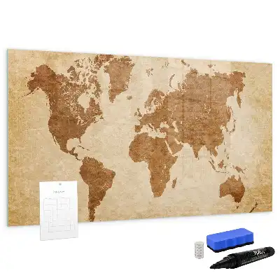 Mapa-múndi decorativo quadro magnético para escrita com estilo antigo