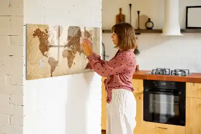 Mapa-múndi decorativo quadro magnético para escrita com estilo antigo