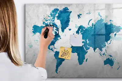 Mapa-múndi quadro para desenhar magnético