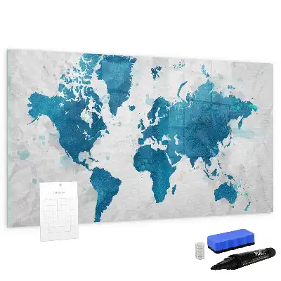 Mapa-múndi quadro para desenhar magnético