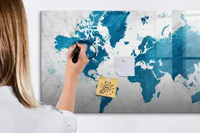 Mapa-múndi quadro para desenhar magnético