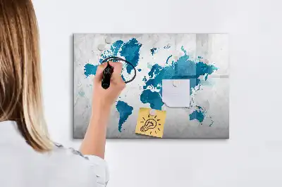 Mapa-múndi quadro para desenhar magnético