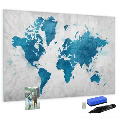 Mapa-múndi quadro para desenhar magnético