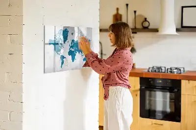 Mapa-múndi quadro para desenhar magnético