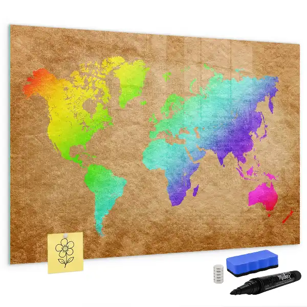 Quadro magnético para escrever mapa-múndi arco-íris