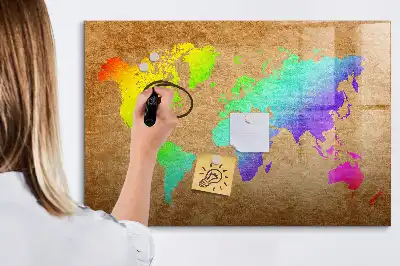 Quadro magnético para escrever mapa-múndi arco-íris