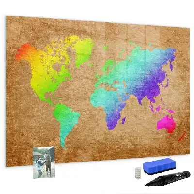 Quadro magnético para escrever mapa-múndi arco-íris