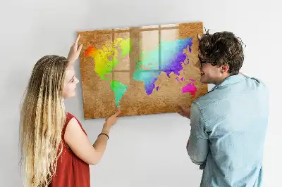 Quadro magnético para escrever mapa-múndi arco-íris